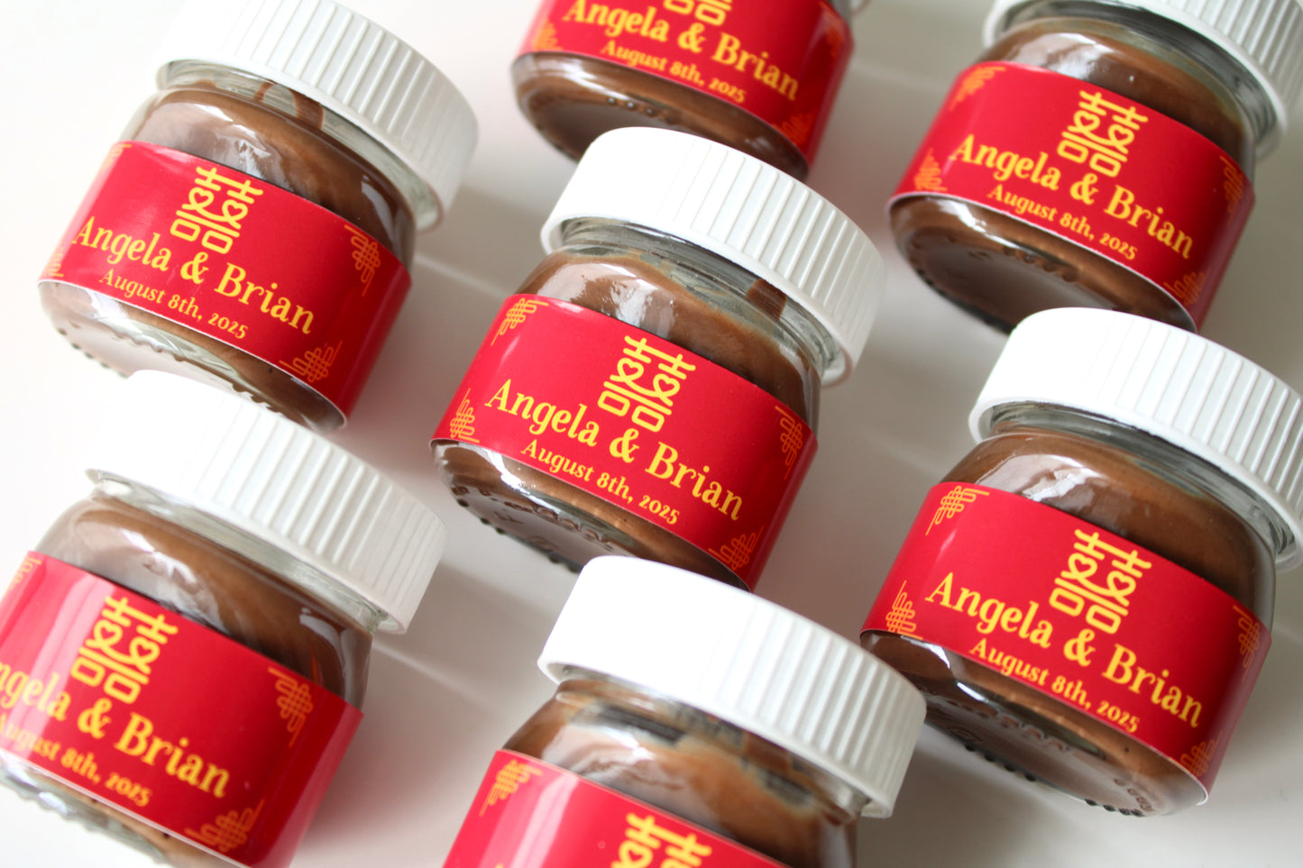Chinese Wedding Double Happiness Mini Nutella Jar Favours