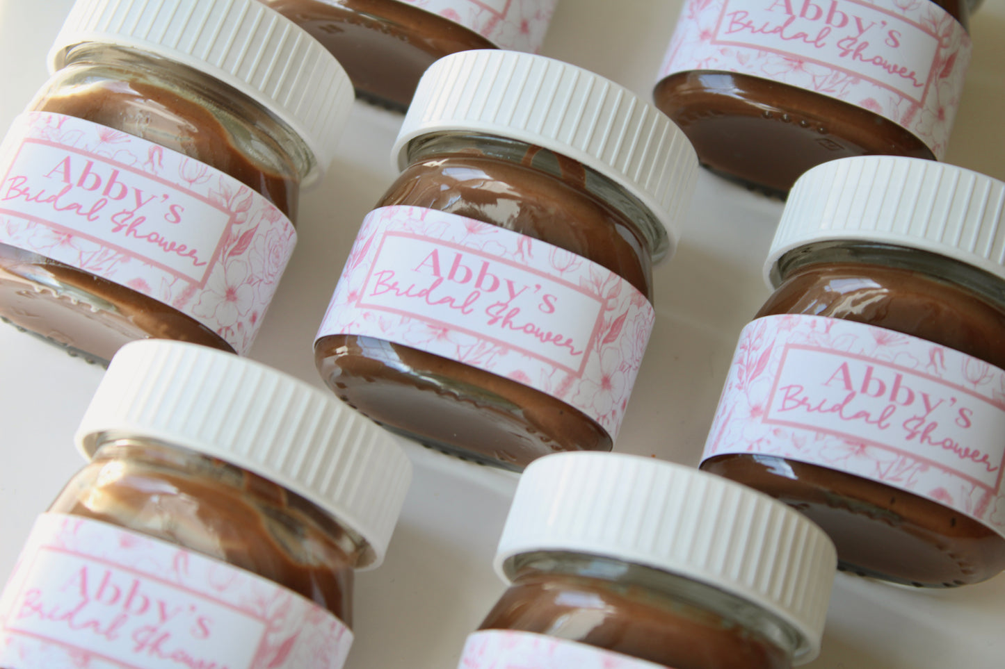 Pink Toile De Jouy Mini Nutella Jar Favours