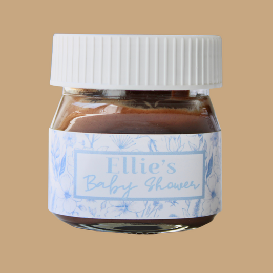Blue Toile De Jouy Mini Nutella Jar Favours