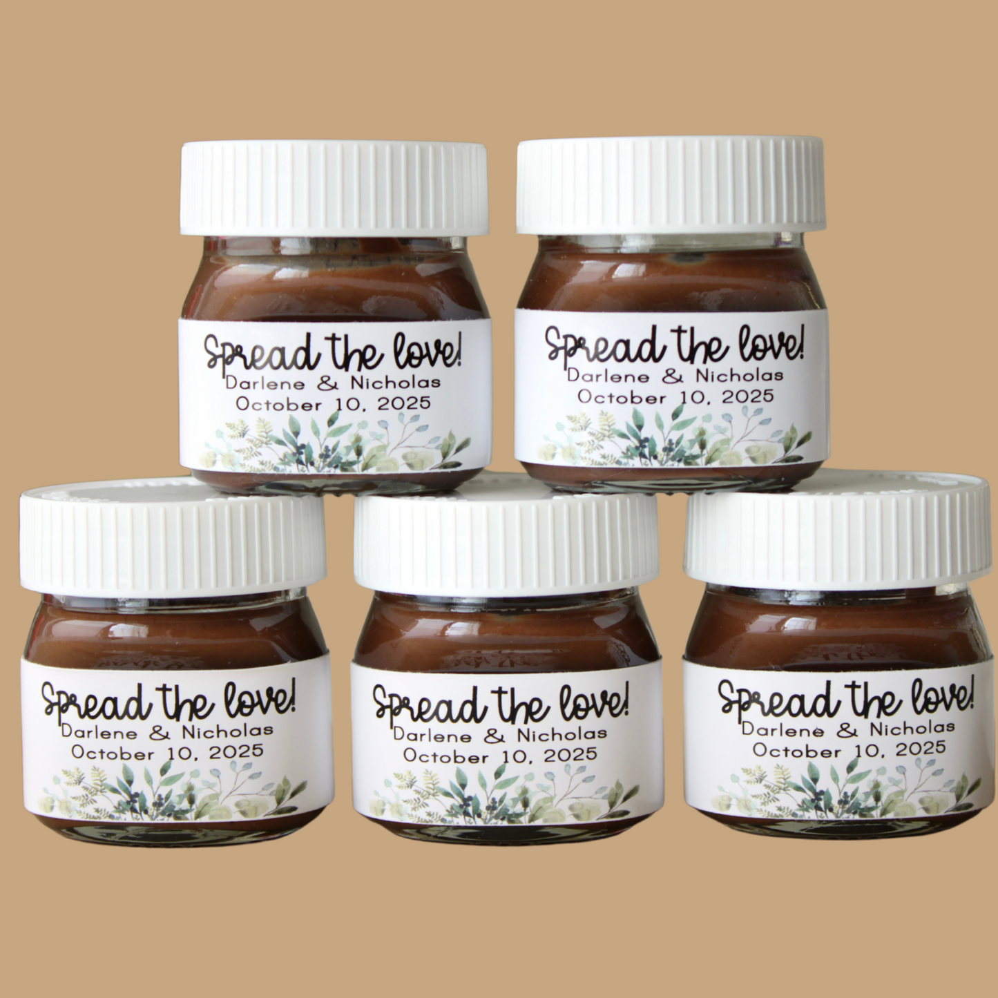 Greenery Design Mini Nutella Jar Favours
