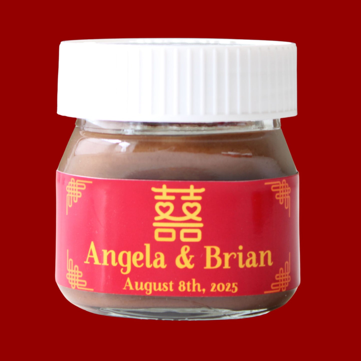 囍 Chinese Wedding Double Happiness Mini Nutella Jar Favours