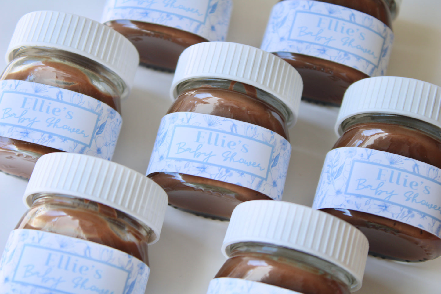 Blue Toile De Jouy Mini Nutella Jar Favours