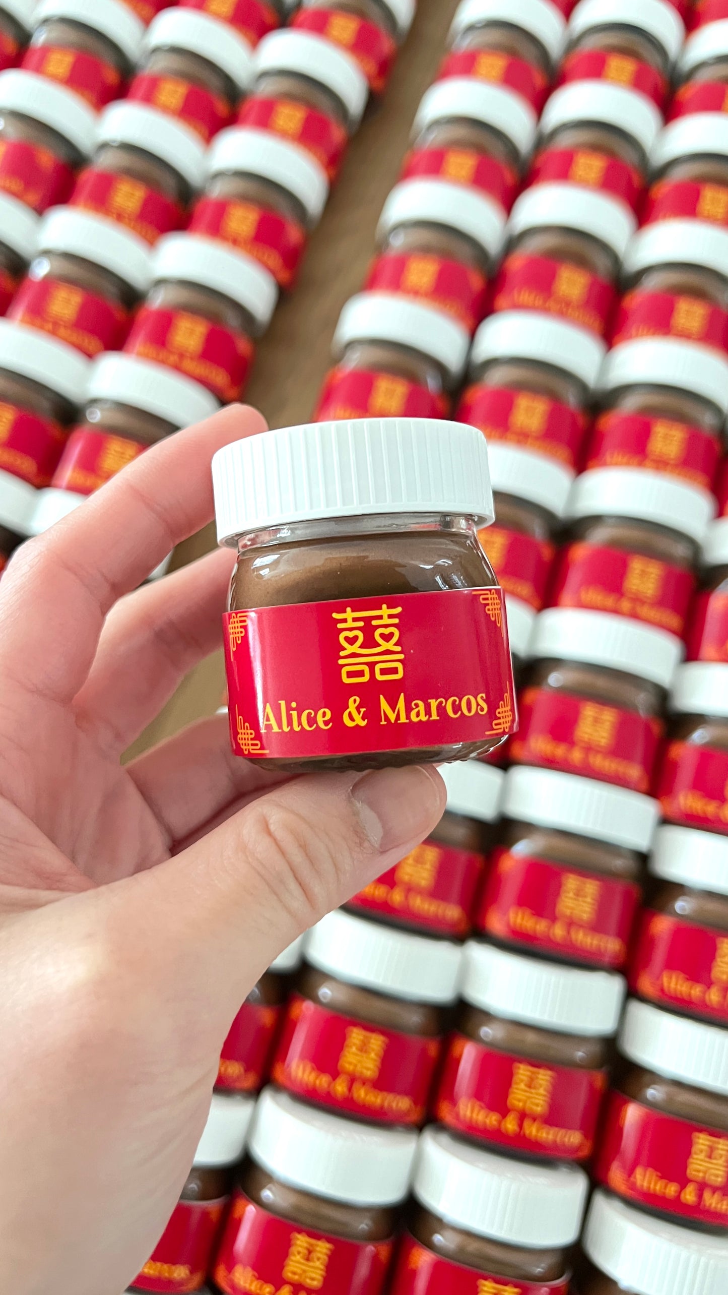 囍 Chinese Wedding Double Happiness Mini Nutella Jar Favours
